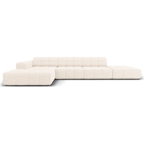 Canapé d'angle gauche 5 places en chenille beige clair (1/5)