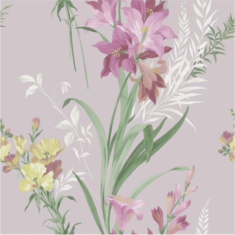 Thalia Floral Wallpaper Pink Green Natural Botanical Belgravia Feature Wall (1/4)