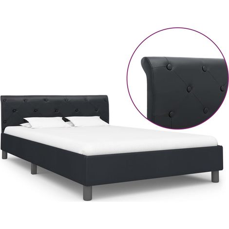 Maison Exclusive Bettgestell Schwarz Kunstleder 140 × 200 cm (1/5)