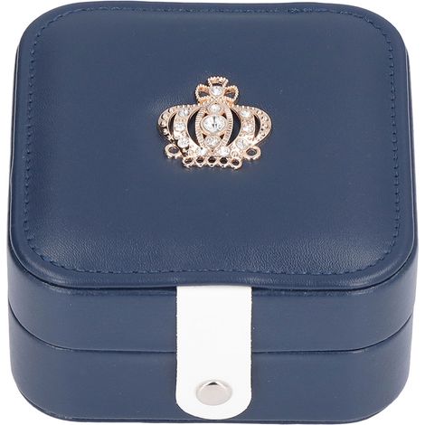Praktische und tragbare Schmuckschatulle mit Fächern, schlichtes Design für Reisen, ideal für Ohrringe und Ringe, marineblaue Farbe. (1/5)