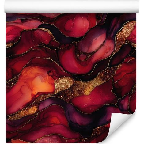 Papier peint encre bordeaux, bordeaux et rouge pour salon et chambre 50x1000 cm (1/5)