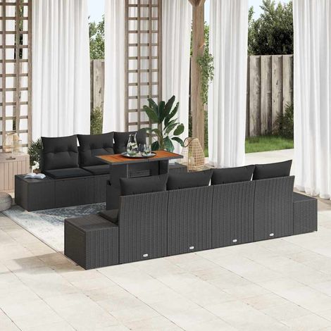Garten Essgruppe mit Kissen 8 pcs Schwarz und Braun