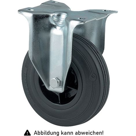 Rollcart Vollgummi-Bockrolle Ø160x40mm in schwarz 135kg Tragkraft mit Kunststoff-Felge