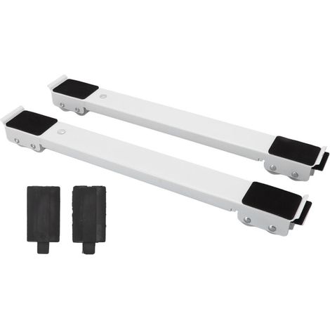 Ruedas móviles para lavavajillas – Juego de 2 soportes de acero ajustables, carga máxima 300 kg, color blanco.