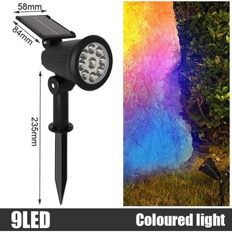 (1PC-RGB) Projecteur solaire LED RGB extérieur, lampe solaire de jardin étanche IP65, applique murale solaire (1/5)