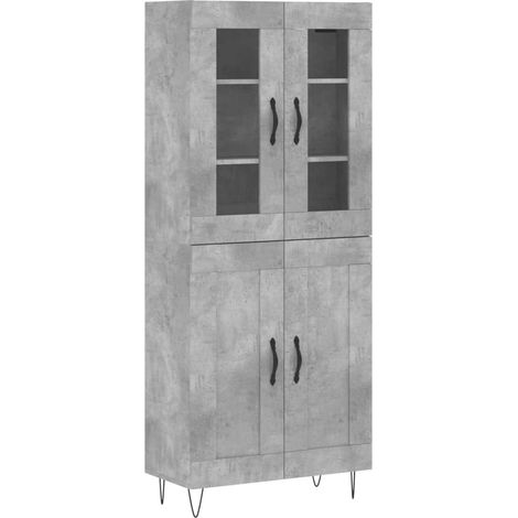 Maison Exclusive - Buffet haut Gris béton 69,5x34x180 cm Bois d'ingénierie (1/5)