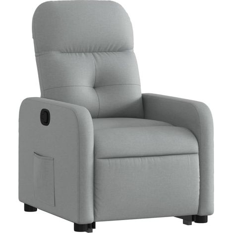 Poltrona relax TV rivestimento confortevole funzione sollevamento elettrico in tessuto grigio chiaro DEC027912