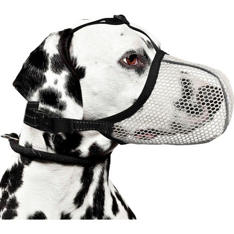 Lot de 2 Muselière pour chien, respirante et souple pour chiens de taille moyenne à grande pour empêcher et prévenir les aboiements, les morsures et la mastication, muselière en panier réfléchissante (1/5)