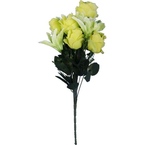 Ramo de 12 flores, mezcla de rosas y lirios, color verde. (1/3)