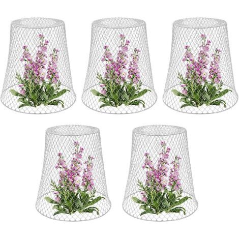 Soporte para plantas, funda protectora de metal, juego de 5, blanco
