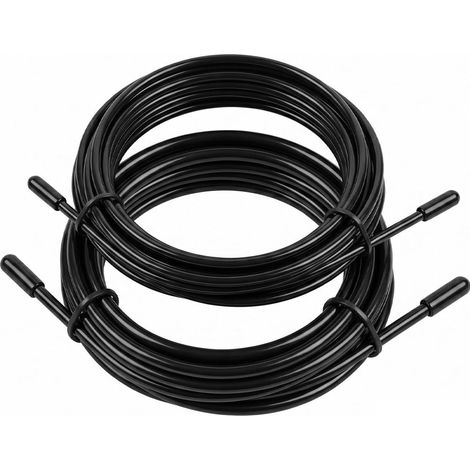 Lot de 2 Câbles de Rechange pour Corde à Sauter 3 mm + 4,5 mm en Acier avec Revêtement PVC 3 m de Longueur pour Fitness, Boxe, Crossfit, Adultes et Enfants (1/5)