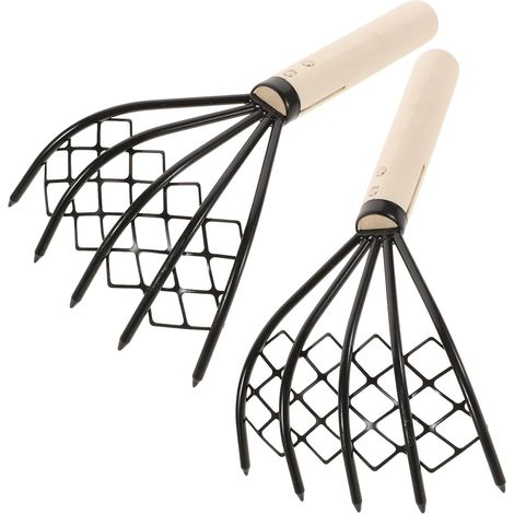 2 pièces Râteau à Palourdes Acier avec Filet Outil Creusage Coquillages (1/5)