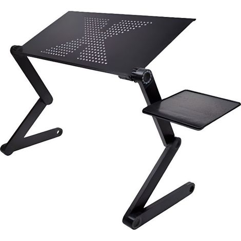 Bureau d’ordinateur portable pliable reglable Table Stand plateau d’ordinateur pour lit canape noir