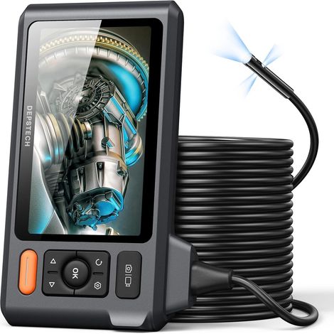 Camera Endoscopique Triple Objectif, Endoscope 1080P, Écran IPS 5 Pouces, Écran Divisé, Étanche IP67, Câble Semi-Rigide 15 m, Idéal Camera Canalisation, Mallette Incluse (1/5)