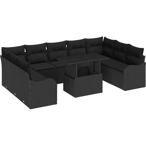 Maison Exclusive - Conjunto de sofá de jardín 10 pcs Negro Rattan (1/5)