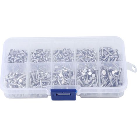 500pcs M2 Rivets en aluminium à tête plate Rivet solide à tête plate Longueur 3mm-18mm (1/5)