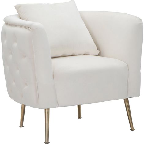 Poltrona "Bucarest" 1 posto in velluto gambe in metallo color oro per interni -Beige (1/4)