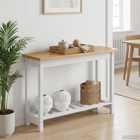 Table console EKAI Blanc 112 x 35 x 76 cm Bois de pin massif vidaXL (1/5)