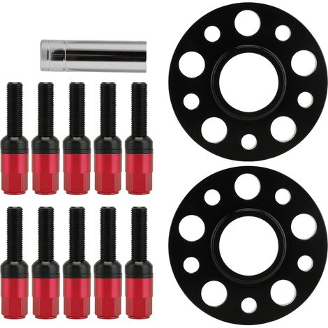Kit D'entretoise de Roue 5x112, de 15mm M12x1, 5, Jeu D'entretoises Centr¨es sur Le Moyeu, Classe C, Am¨liore la stabilit¨ (Rouge) (1/5)