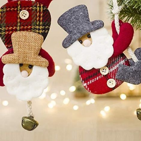 Poupée de Décoration de Noël,Jouets en Peluche Santa Suspendus avec Cloche,Décoration de Noël Cadeau de Noël M217 (1/4)