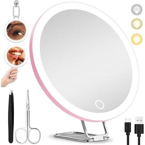 Miroir grossissant x20 – Rose – Ventouse – ø15 cm – Maquillage – Voyage et institut de beauté (1/5)
