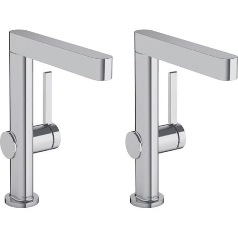 Lot de 2 mitigeurs lavabo HANSGROHE Finoris 230 + bonde Push-Open Chromé (1/3)