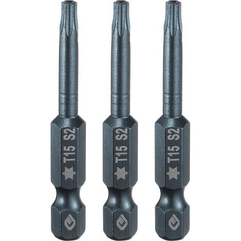 3 Pièce Embout de Tournevis Torx Magnétique, T15 1/4" Hex Tige Longueur 50mm Embout de Vissage Long Hexagonal en Acier S2 avec Trou pour Retirer les Vis de Fixation Outils (1/5)
