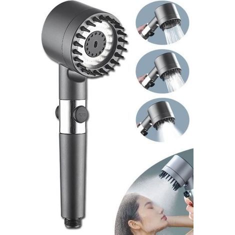 Pommeau de Douche Haute Pression avec Arret économie d'eau avec Filtre Douchette Douche Salle de Bain Réglable 3 Modes AntiCalcaire