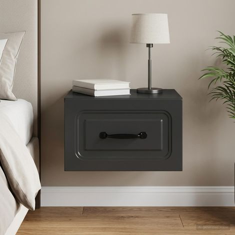 vidaXL Cabinet de chevet mural avec tiroir Noir 34,5 x 33 x 20 cm (1/5)