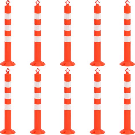 vidaXL Traffic Control Bollards 10 pcs with Chain 75 cm PE
