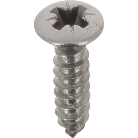 Vis à Tôle Tête Inox A4 Fraisée Bombée Pozidrive, 3.9mm x 16mm, DIN 7983, Lot de 20, Zinc Blanc (1/4)