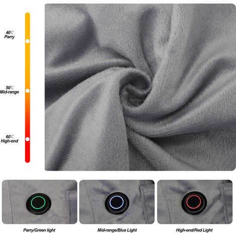 Couverture chauffante électrique portable USB avec fermeture éclair et fonction chauffante. Trois réglages de température : lumière verte pour 45 degrés, lumière bleue pour 50 degrés et lumière rouge (1/5)