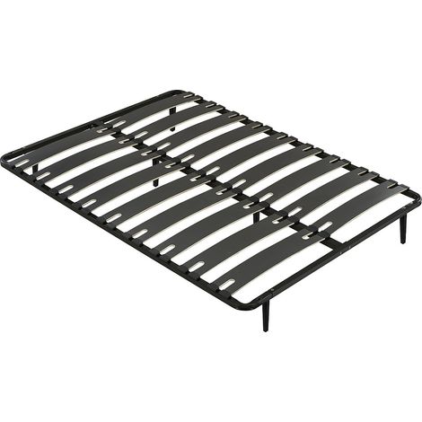 Rete telaio a doghe da montare 160 x 200 cm 2 x 9 doghe Antiscivolo Con piedi Nero - MONTIANO di YSMÉE