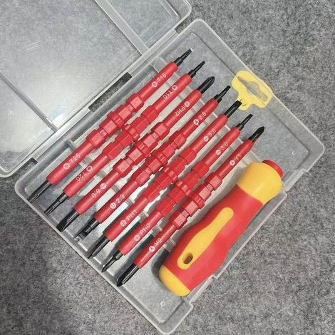 Ensemble de tournevis électrique isolé 7pcs multifonctionnel 15 en 1 kit d'outils de réparation d'électricien en alliage interchangeable (1/4)