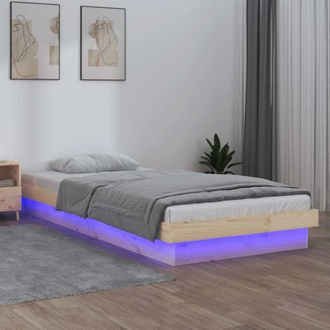 vidaXL LED Bed Frame without Mattress 90x200 cm Solid Wood (1/5)