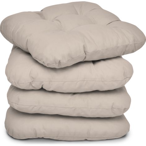 Beautissu Set de 4 Cojines para sillas Lisa 40x40x8 cm - Rojo - para sillas de jardín, sofás, Camas	Taupe (1/5)