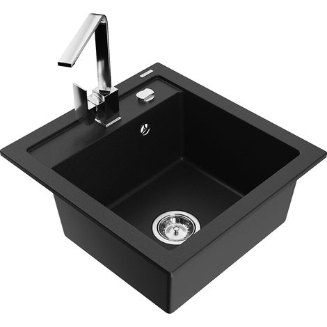 Mexen Vito 1-Becken-Granit-Spüle mit Mischbatterie Rita, Schwarz - 6503-77-670300-00 (1/5)