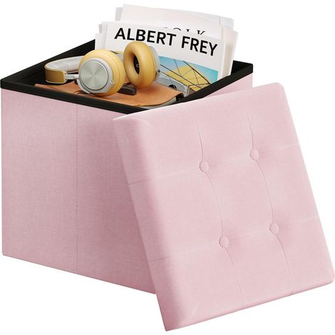 WOLTU 1x Panca Contenitore, Pouf Cassapanca per Corridoio e Salotto, 43L, 37,5x38 x37,5cm, Rosa