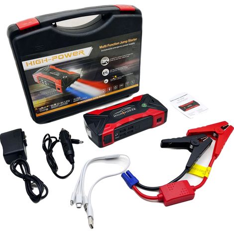 Démarreur de voiture, 1000A de puissance de crête, batterie portable, noir (1/2)