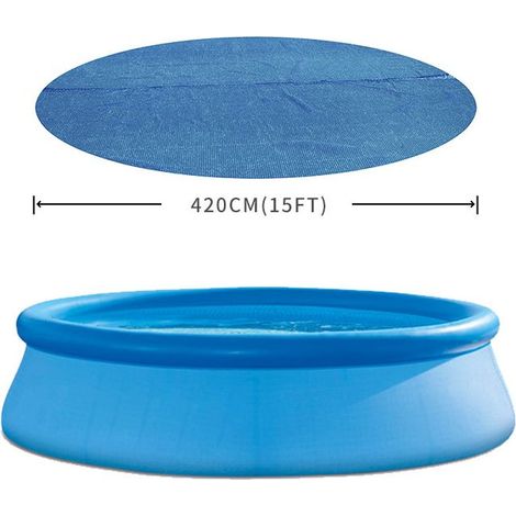 15ft Round Pool Sun Protection Tarpaulin Weather Resistant Foldable Energy Saving Pool Cover (1/4)