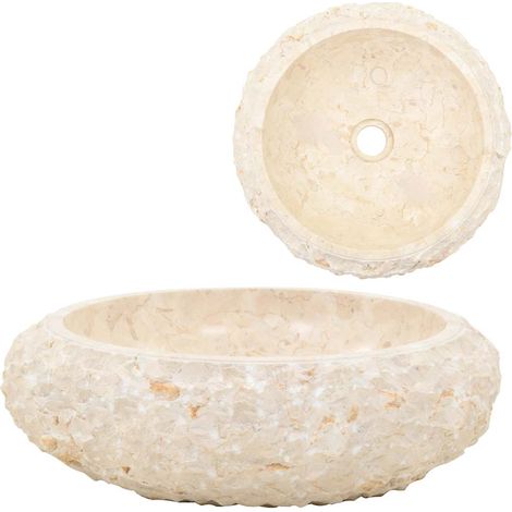 Maison Exclusive - Waschbecken 40x12 cm Marmor Creme (1/5)