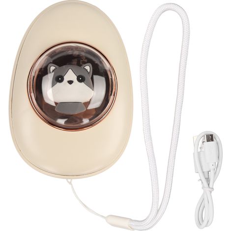 Mini-chaufferette électrique 2 en 1 avec batterie externe USB, chargeur portable capsule grise pour l'hiver, motif chat (1/5)