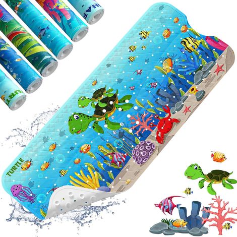 Tapis De Bain Pour Baignoire - 40 x 16 Pouces - Avec Ventouses - Imprimé Tortue De Mer - Lavable En Machine - Sans BPA Et Phtalates (1/5)