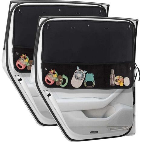 BUNTHAUS PA Pare-soleil latéraux de voiture (lot de 2) avec filet de sécurité enfant et filet de rangement peuvent servir de rideaux de voiture équipés de 7 ventouses isolation thermique et protect (1/4)