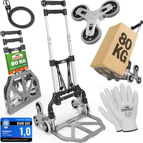 GARDEBRUK® Treppenkarre Aluminium klappbar 80kg Transportkarre Sackkarre Umzug