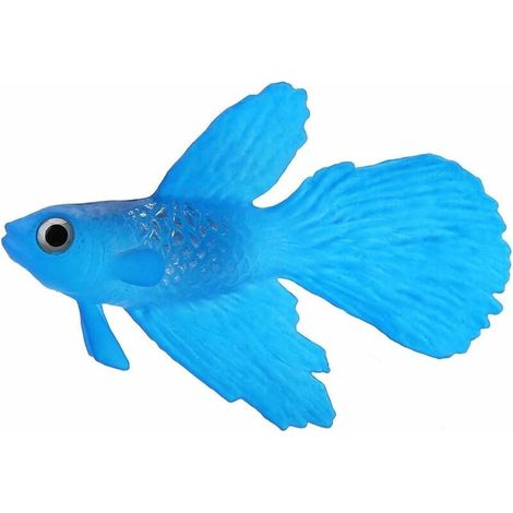 Aquarium poisson nageur en plastique, siliCône petits poissons réaliste et faux aquarium décoration (Betta Bleu)-Fei Yu (1/4)