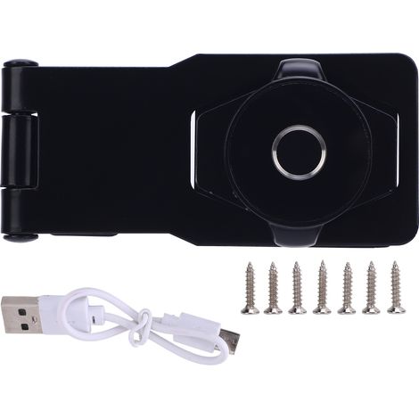Serrures électroniques intelligentes à empreinte digitale pour portes de placards, meubles, portes de grange, salles de bain, placards extérieurs, rechargeables, noires. (1/5)