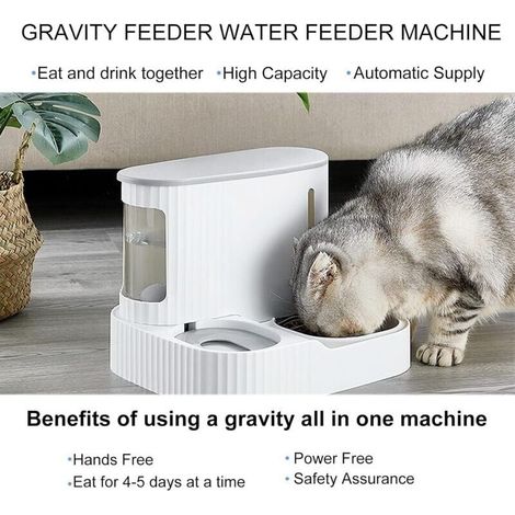 Distributore automatico di cibo per animali domestici, 2 in 1, resistente, per cani e gatti, realizzato con materiali sicuri, ideale come distributore di cibo e acqua per cani e gatti. (1/4)
