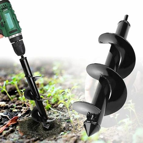 Perceuse de jardin, tarière à main, outils de jardinage Pelle à trou de poteau de jardin avec guide hexagonal antidérapant, plantation en spirale rapide pour planter des bulbes de fleurs (1/5)