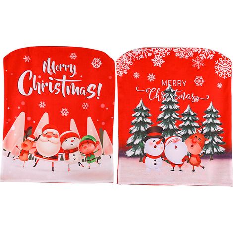 4 Pcs Housses de Chaise de Noël Couverture Arrière de Chaise à Thème de Noël Décoration de Table de Dîner Rouge et Blanc pour Les Célébrations de Fête de Noël- Lefou (1/5)